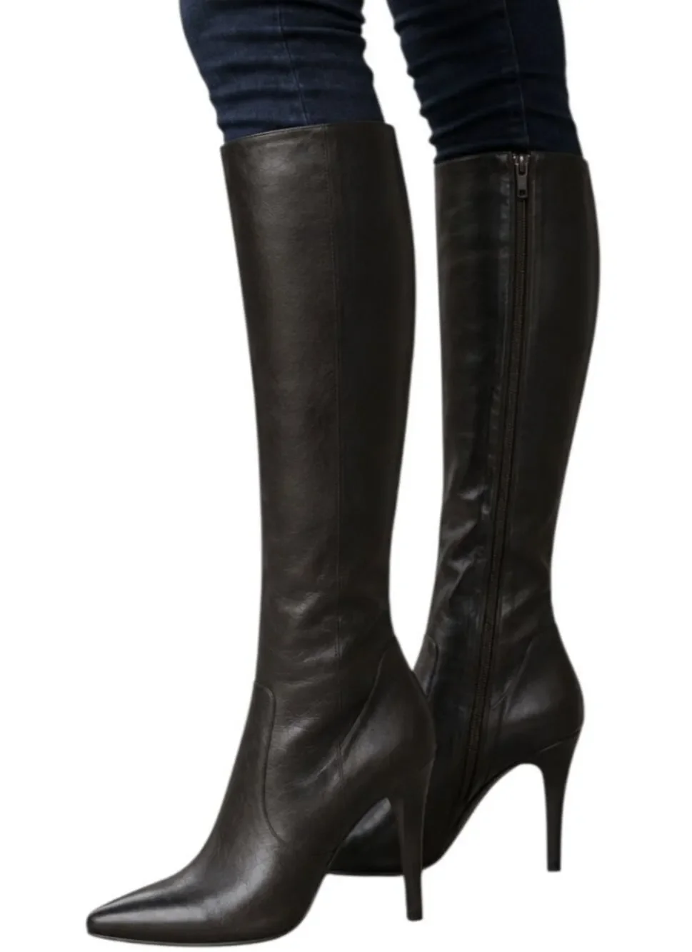 BCBG Black Leather Over The Knee Boot Size 8B